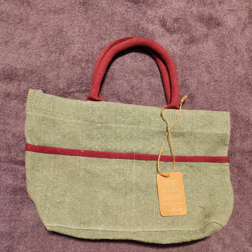 LoveVIVID Olive and Burgundy Grab & Go Tote